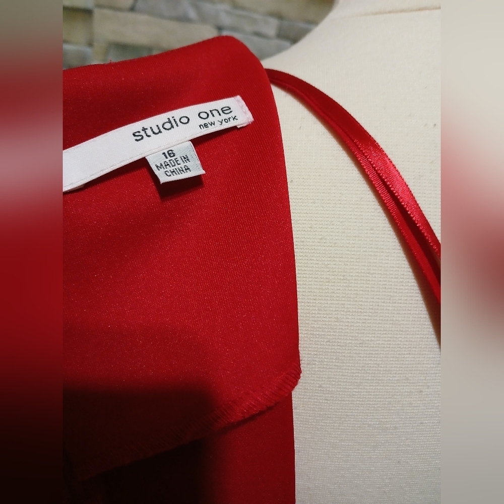 Studio One Size 16 Vibrant Red Shift Dress‎ Coquette Evening - Picture 4 of 5